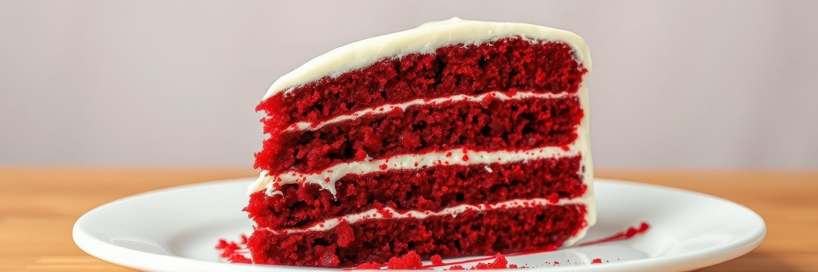 Delicious red velvet cake slice displayed on a white plate with cream cheese frosting inviting dessert lovers